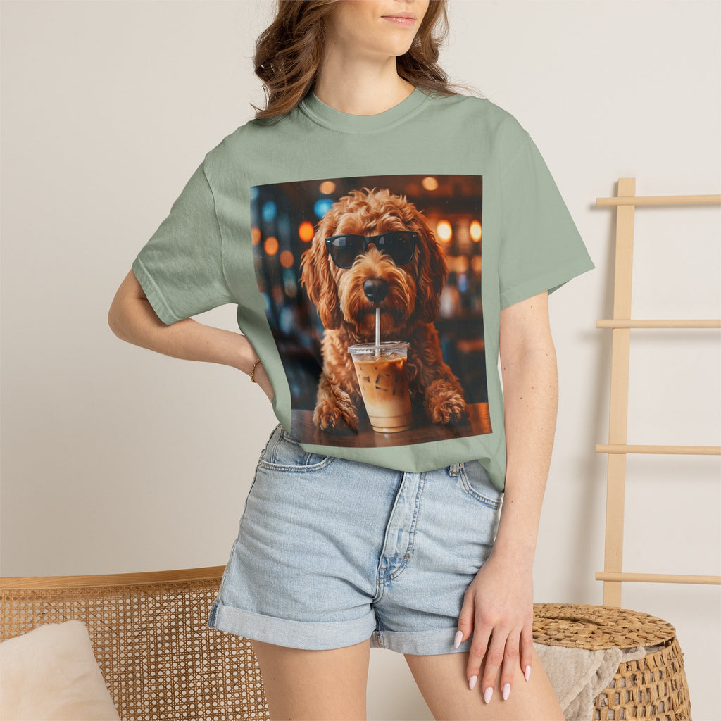 Cool Dog Drinking Iced Coffee T-Shirt