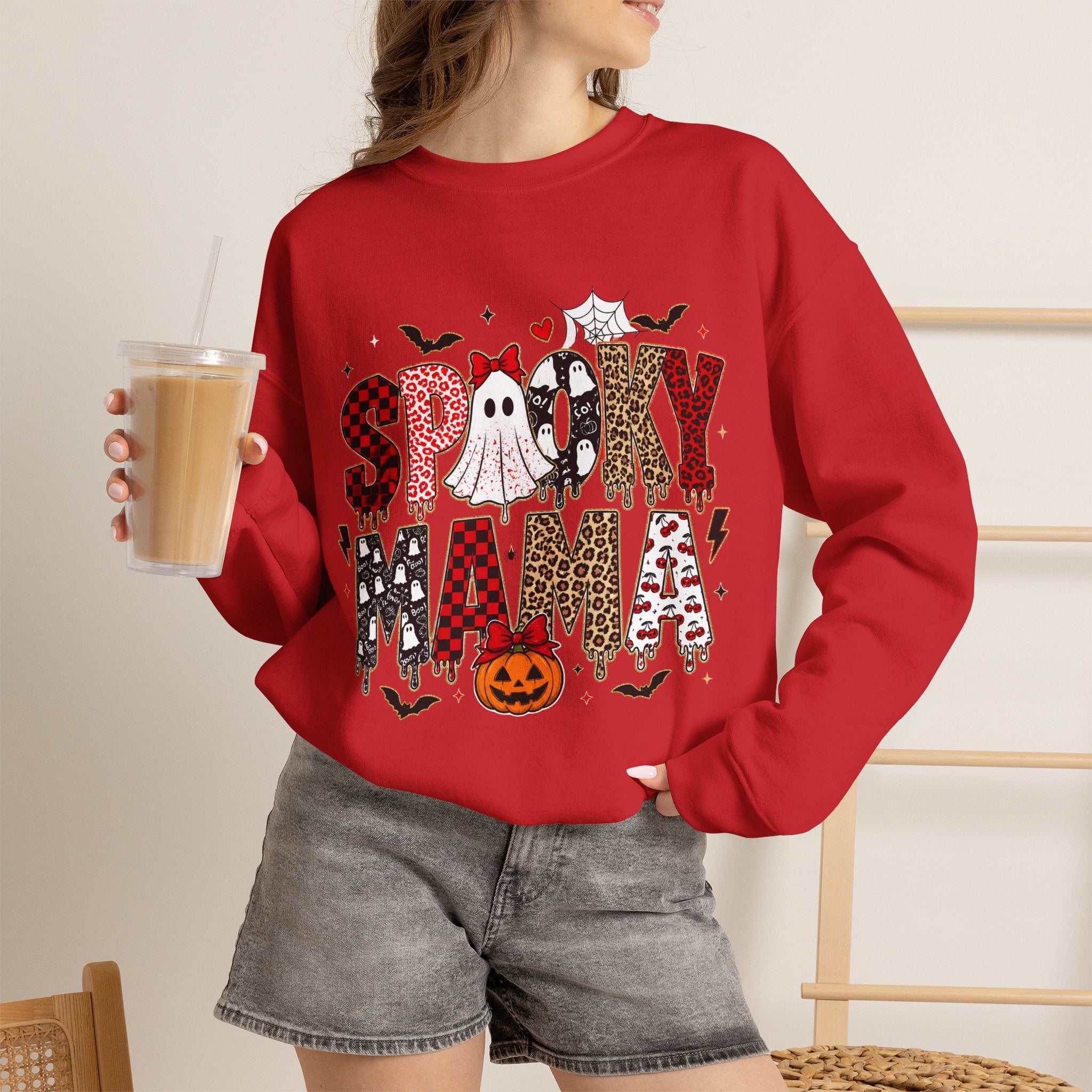 Spooky Mama Sweatshirt — Halloween Ghost Pumpkin Crewneck