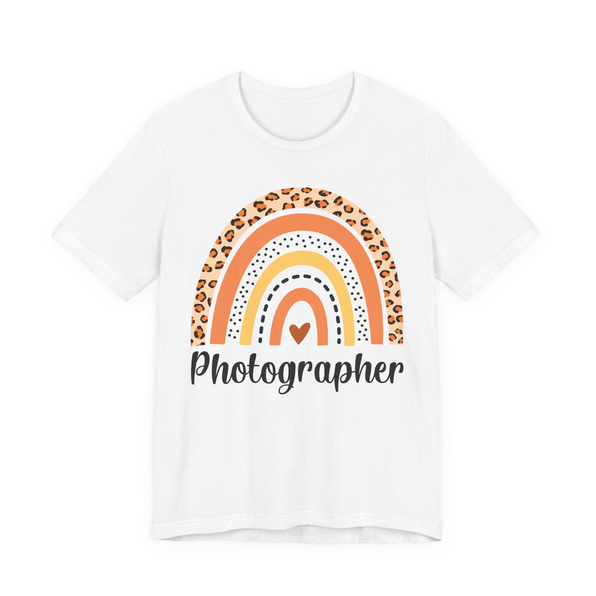Photographer Rainbow Tee — Leopard Print Rainbow Graphic T-Shirt for Photographers
