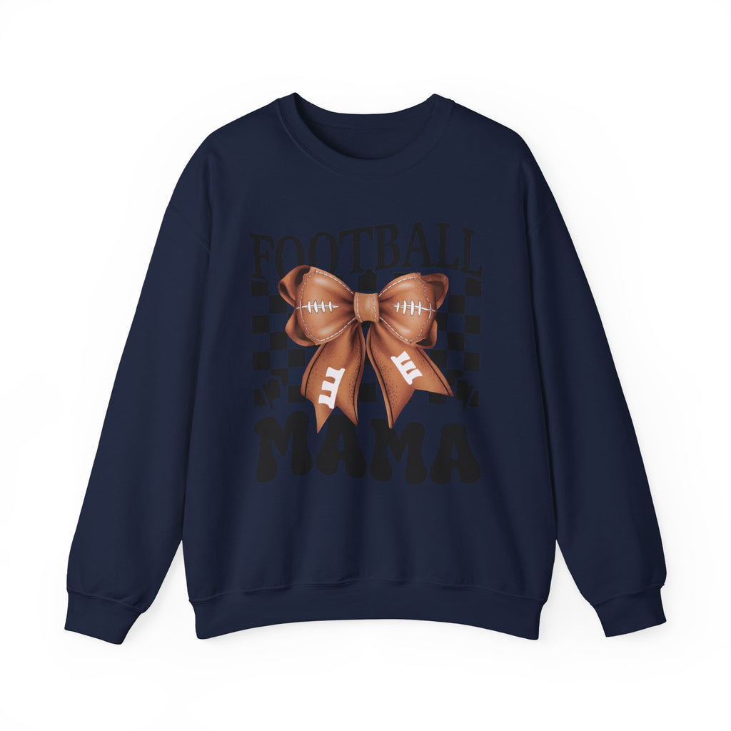 Football Mama Crewneck Sweatshirt — Retro Checkerboard Football Graphic