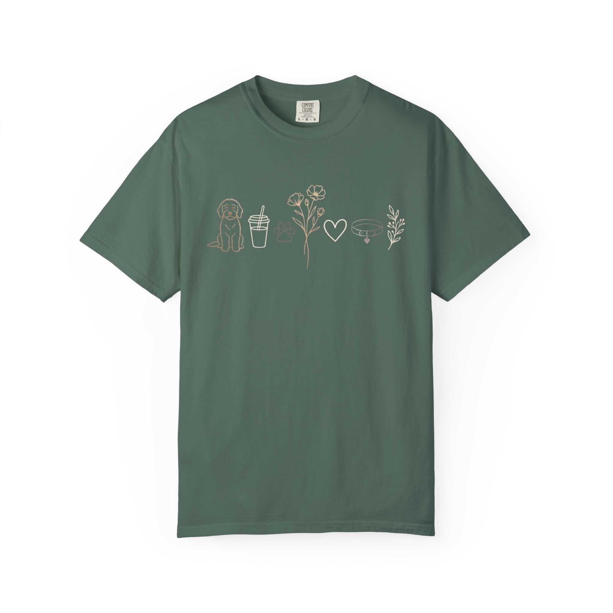 Doodle & Wildflower T-Shirt — Minimal Line Art Dog Tee