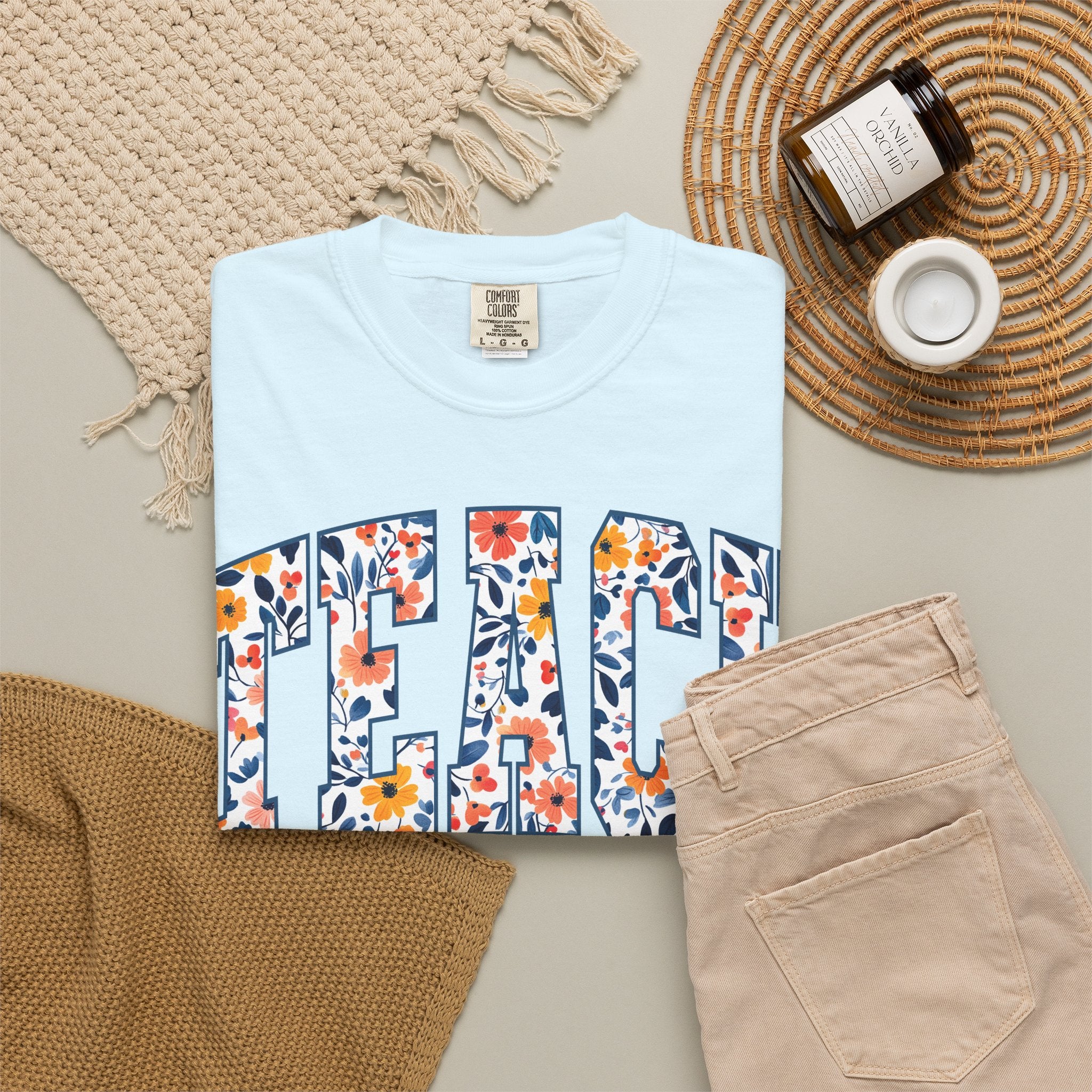 Teach Floral T‑Shirt — Floral Pattern TEACH Teacher Appreciation Gift