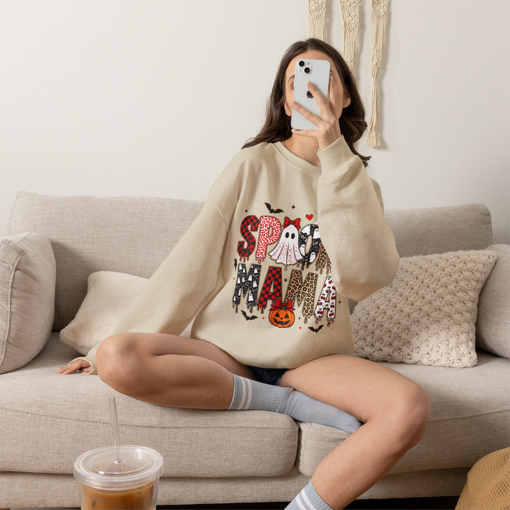 Spooky Mama Sweatshirt — Halloween Ghost Pumpkin Crewneck