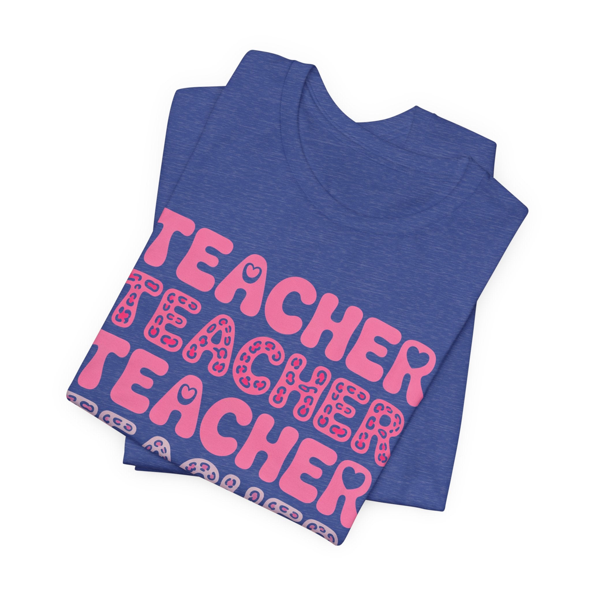 Teacher Repeating Pink Typography T‑Shirt