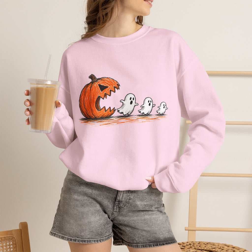 Halloween Pumpkin & Ghosts Crewneck Sweatshirt