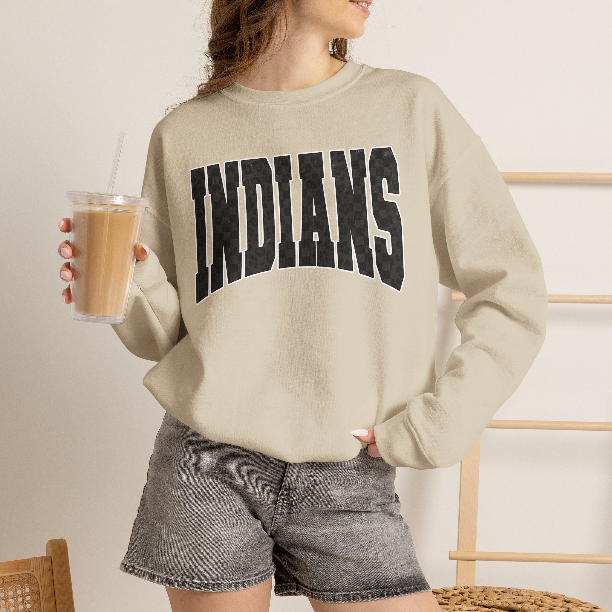 Indians Crewneck Sweatshirt — Vintage Collegiate Logo Pullover