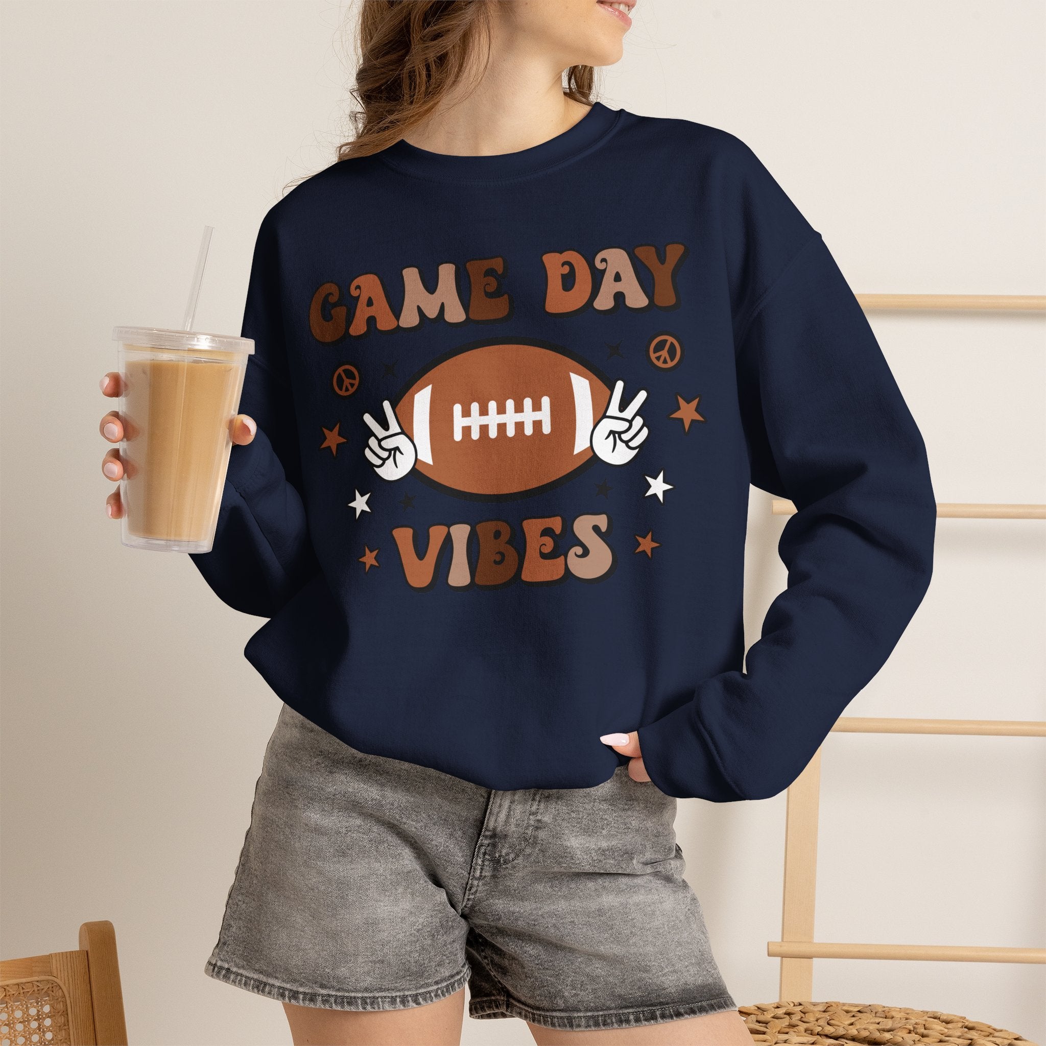 Game Day Vibes Sweatshirt — Retro Football Crewneck