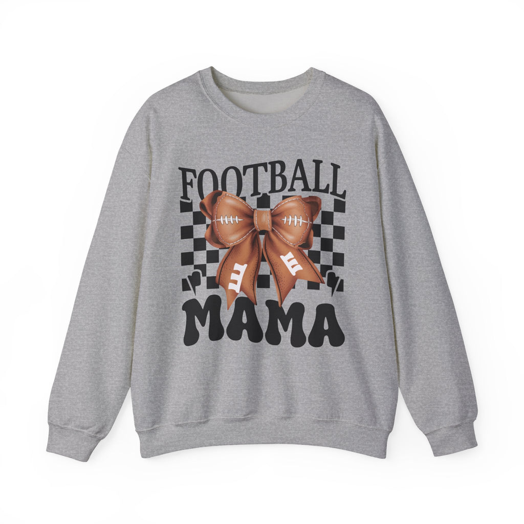 Football Mama Crewneck Sweatshirt — Retro Checkerboard Football Graphic