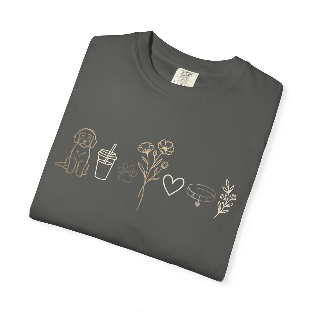 Doodle & Wildflower T-Shirt — Minimal Line Art Dog Tee