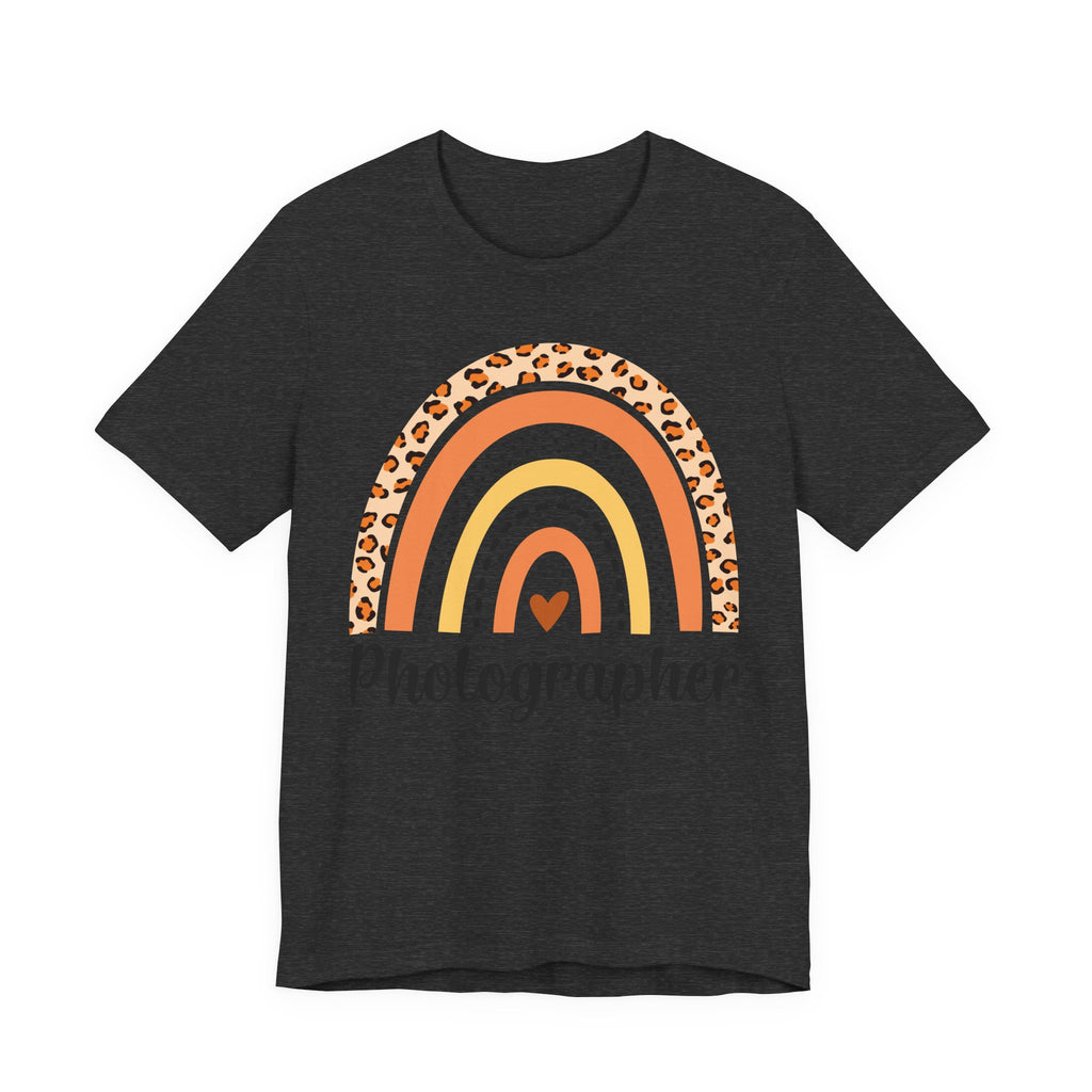 Photographer Rainbow Tee — Leopard Print Rainbow Graphic T-Shirt for Photographers