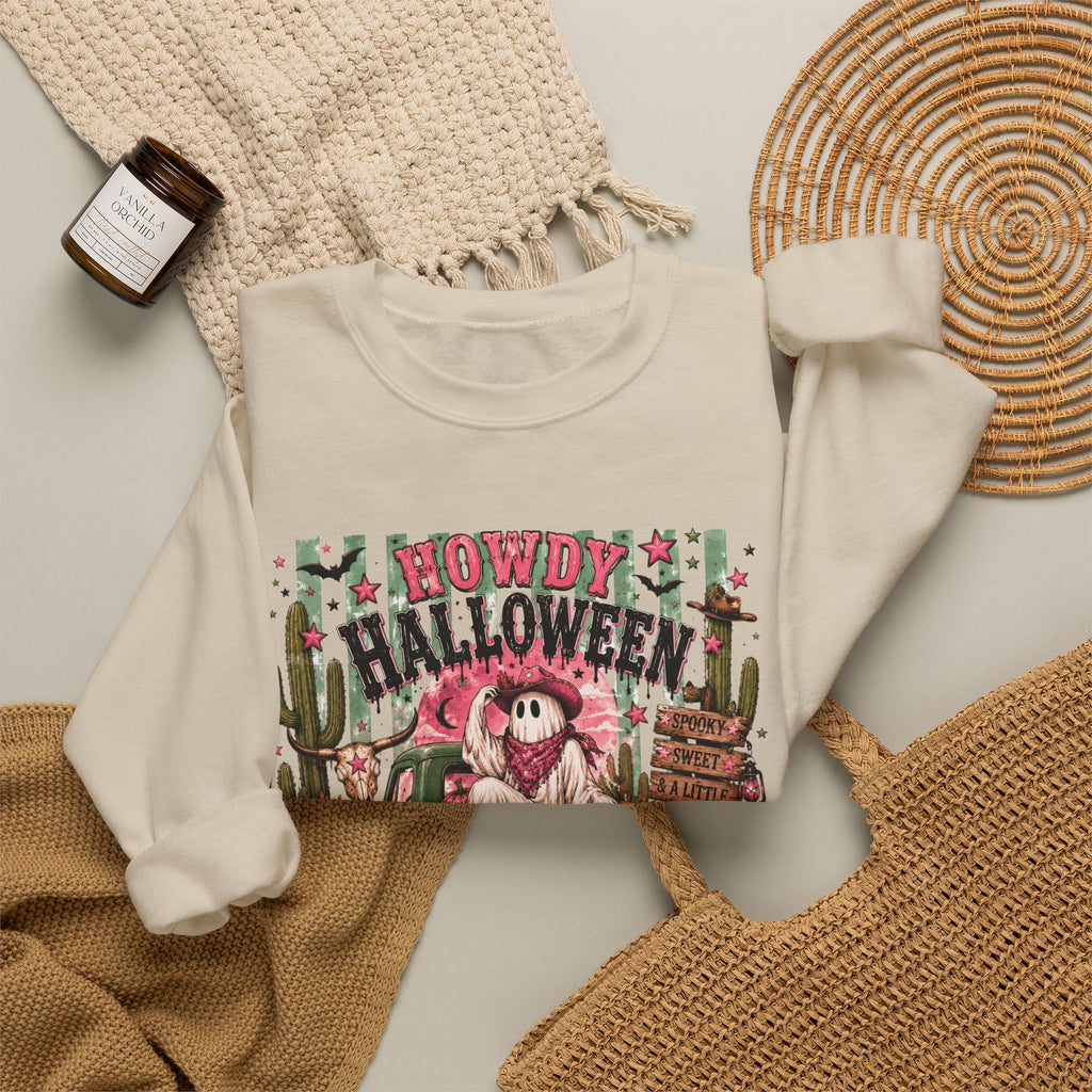 Howdy Halloween Crewneck Sweatshirt – Southwestern Ghost Pumpkin Fall Sweatshirt
