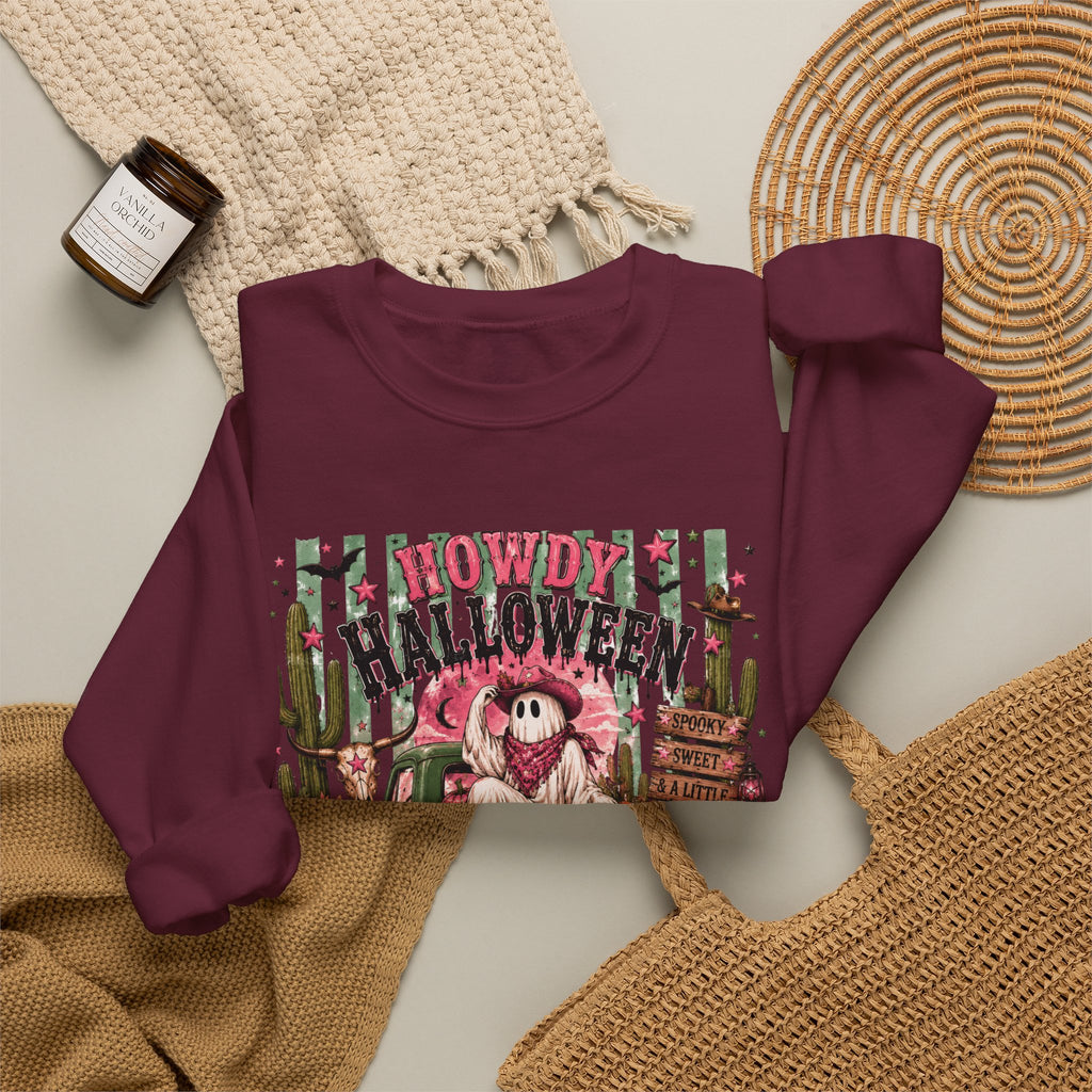 Howdy Halloween Crewneck Sweatshirt – Southwestern Ghost Pumpkin Fall Sweatshirt