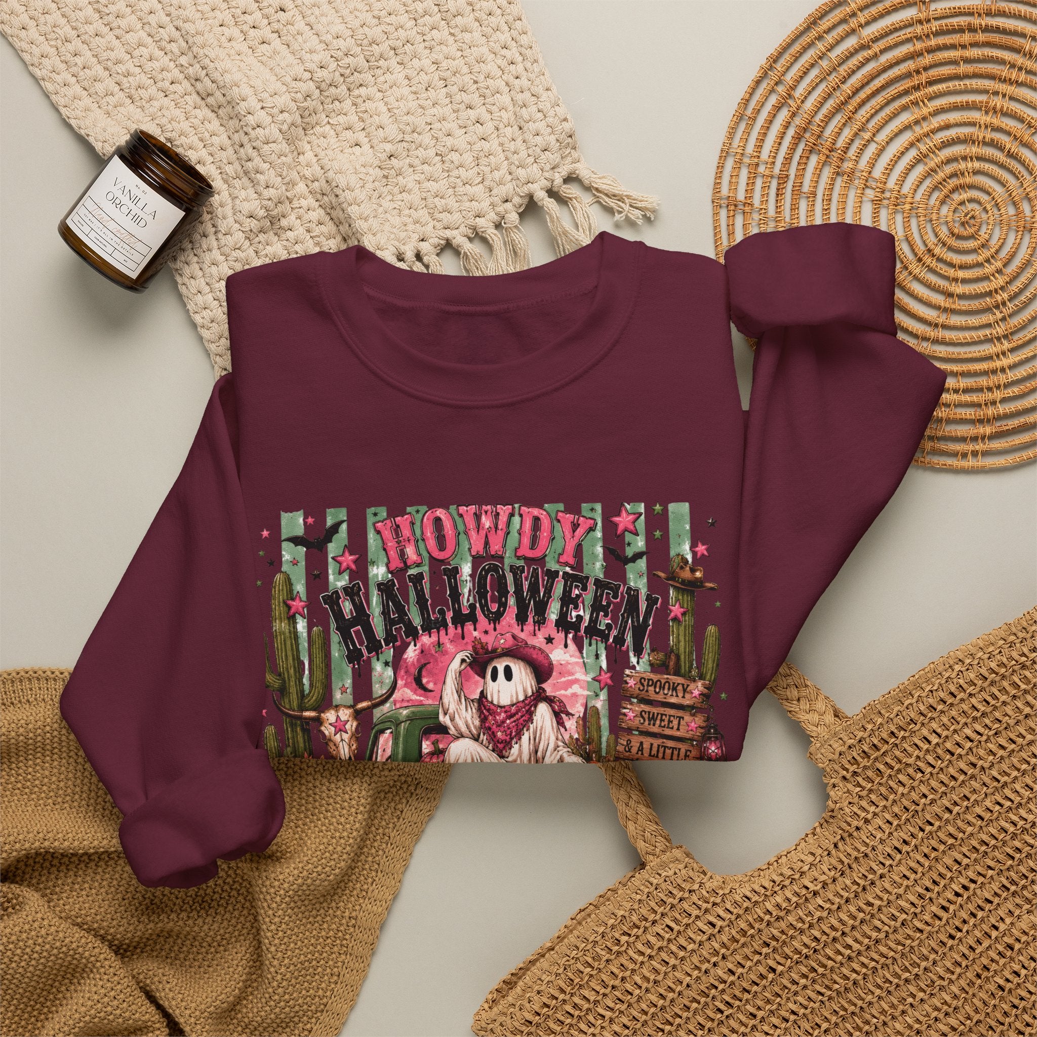 Howdy Halloween Crewneck Sweatshirt – Southwestern Ghost Pumpkin Fall Sweatshirt