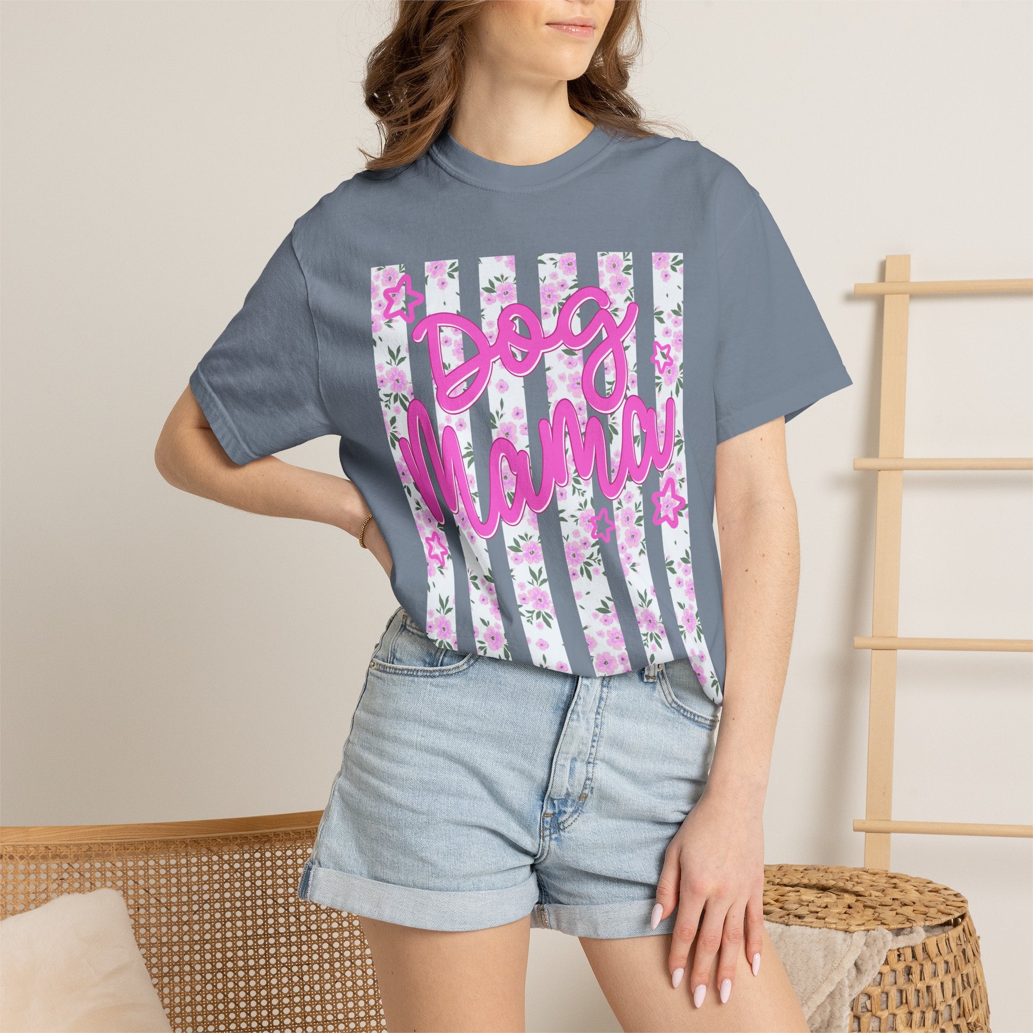 Dog Mama Floral Flag T-Shirt