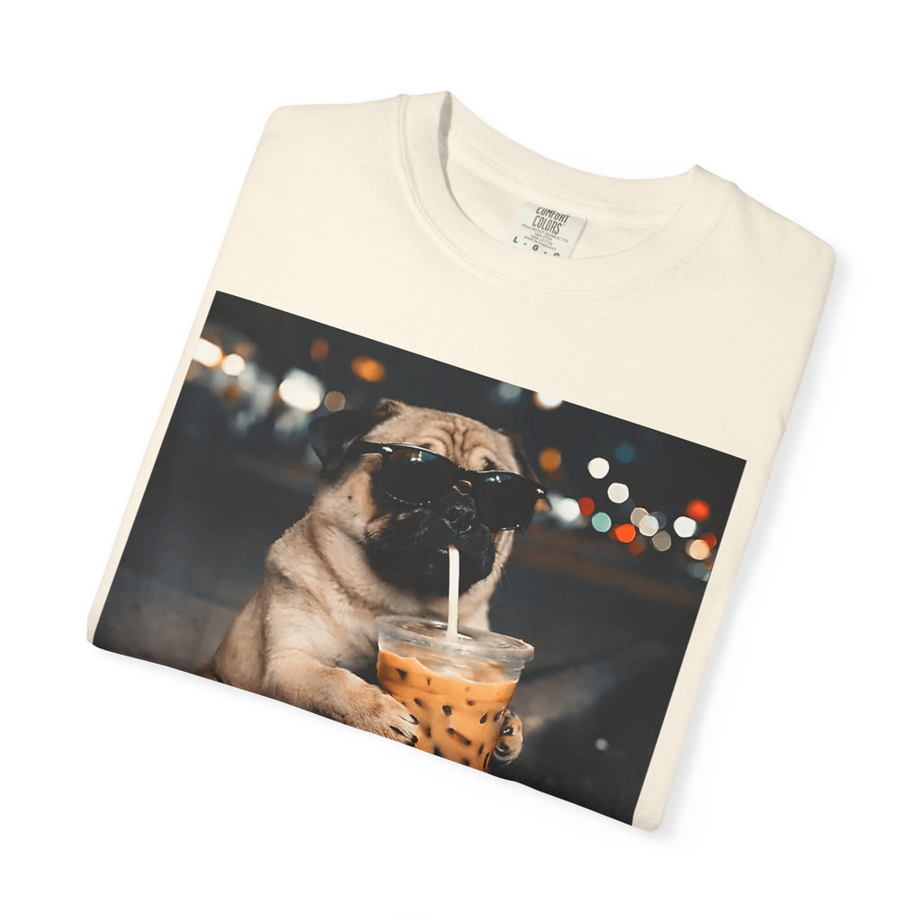Pug Drinking Boba T‑Shirt — Cute Dog Bubble Tea Graphic Tee