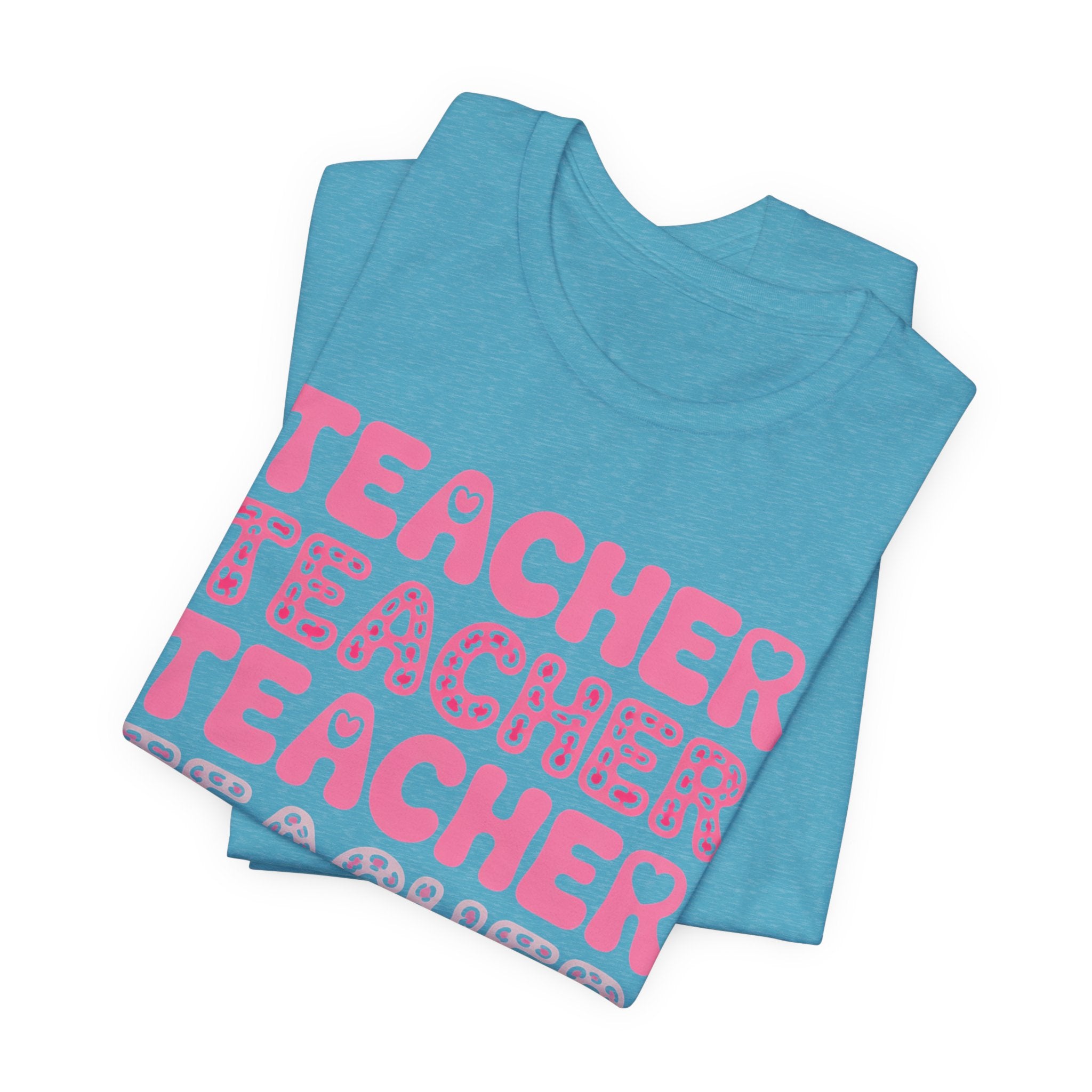 Teacher Repeating Pink Typography T‑Shirt