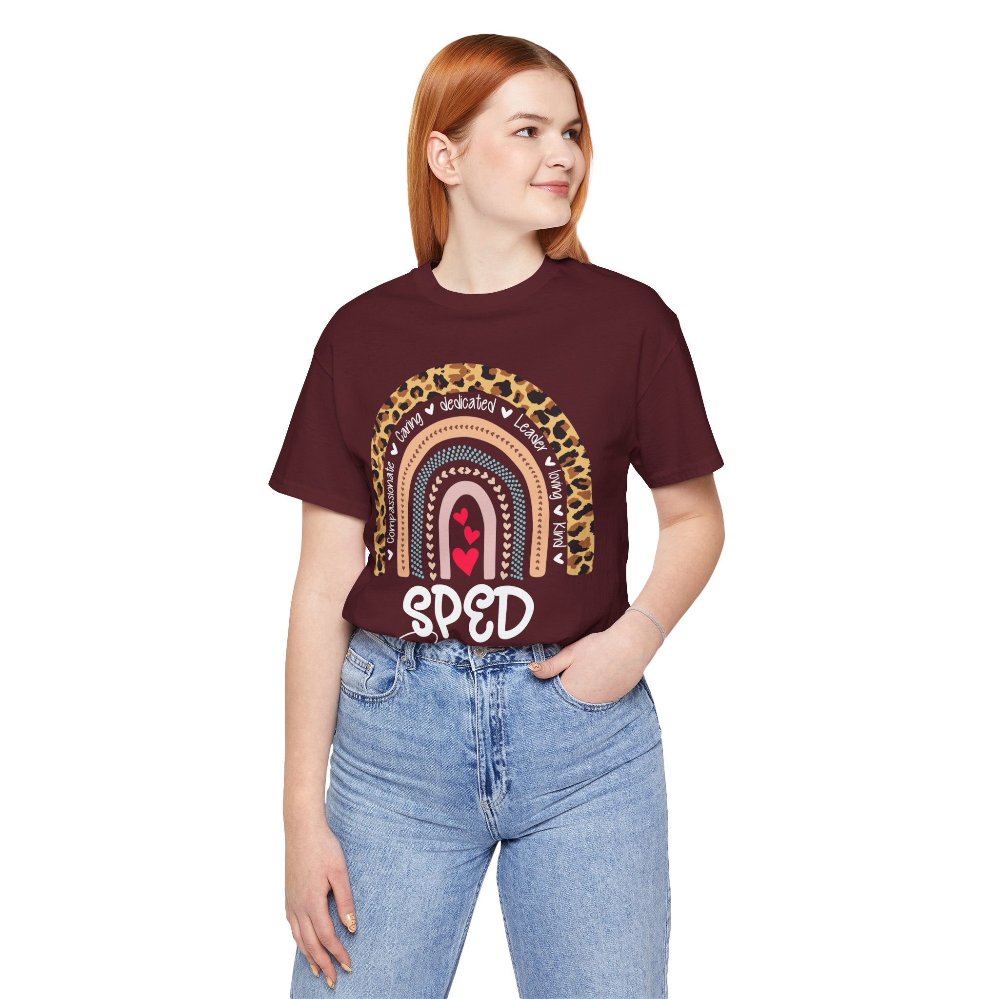 Leopard Rainbow Tee — Cute Pastel Heart Rainbow Graphic T-Shirt