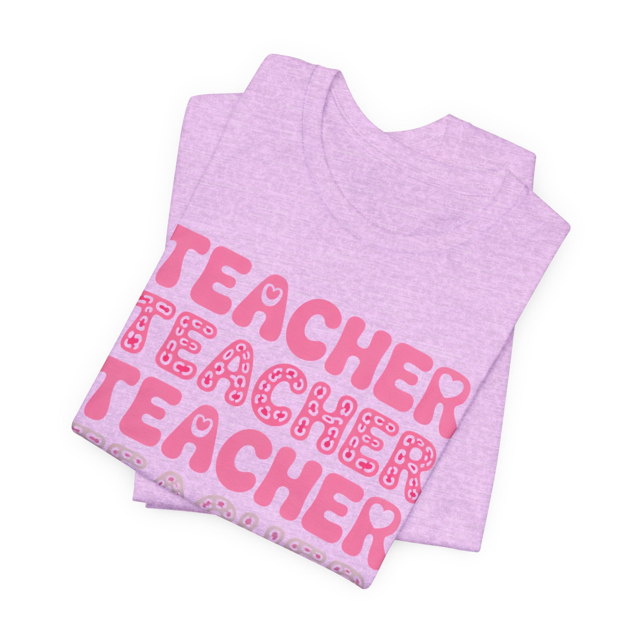 Teacher Repeating Pink Typography T‑Shirt