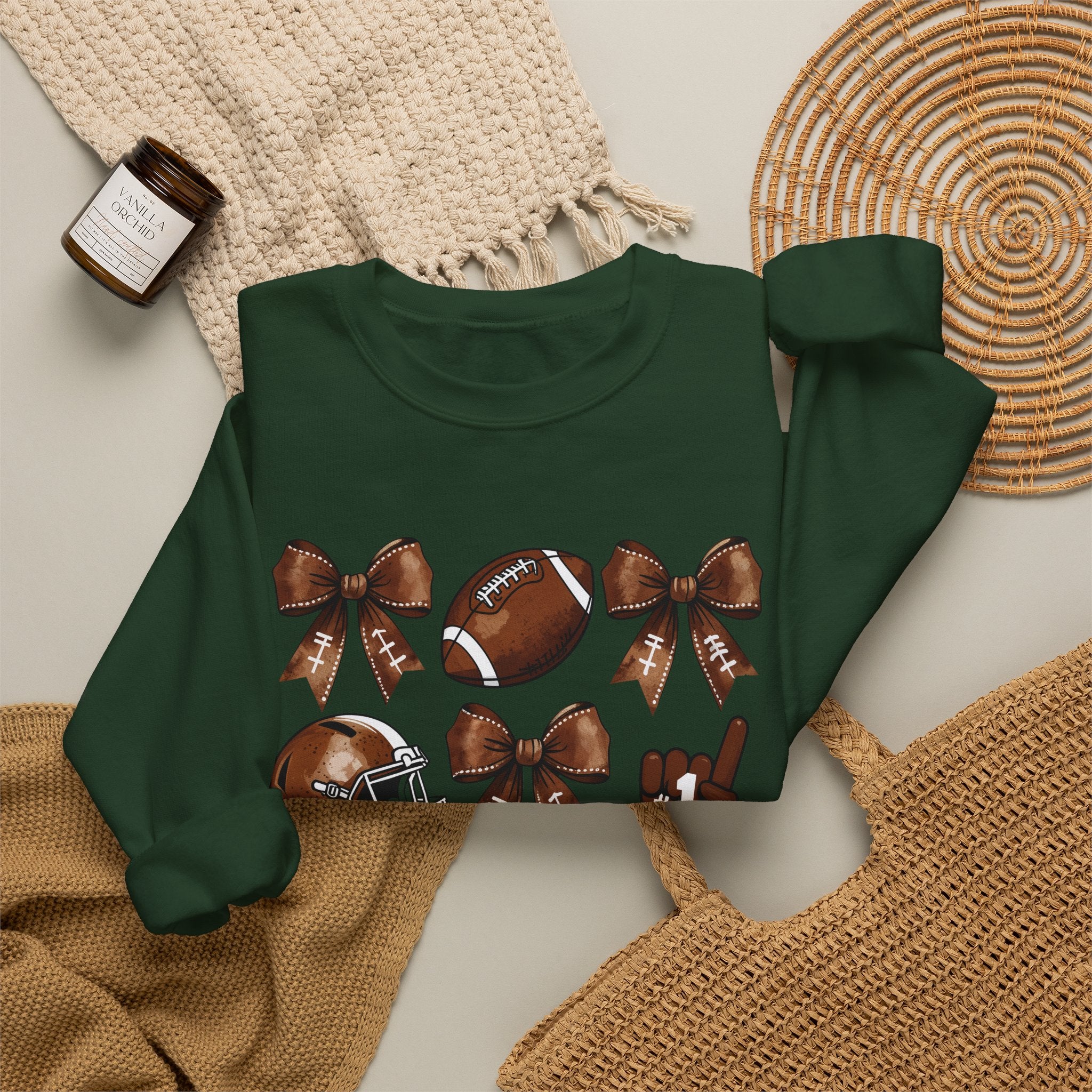 Football Ribbon Icons Crewneck Sweatshirt