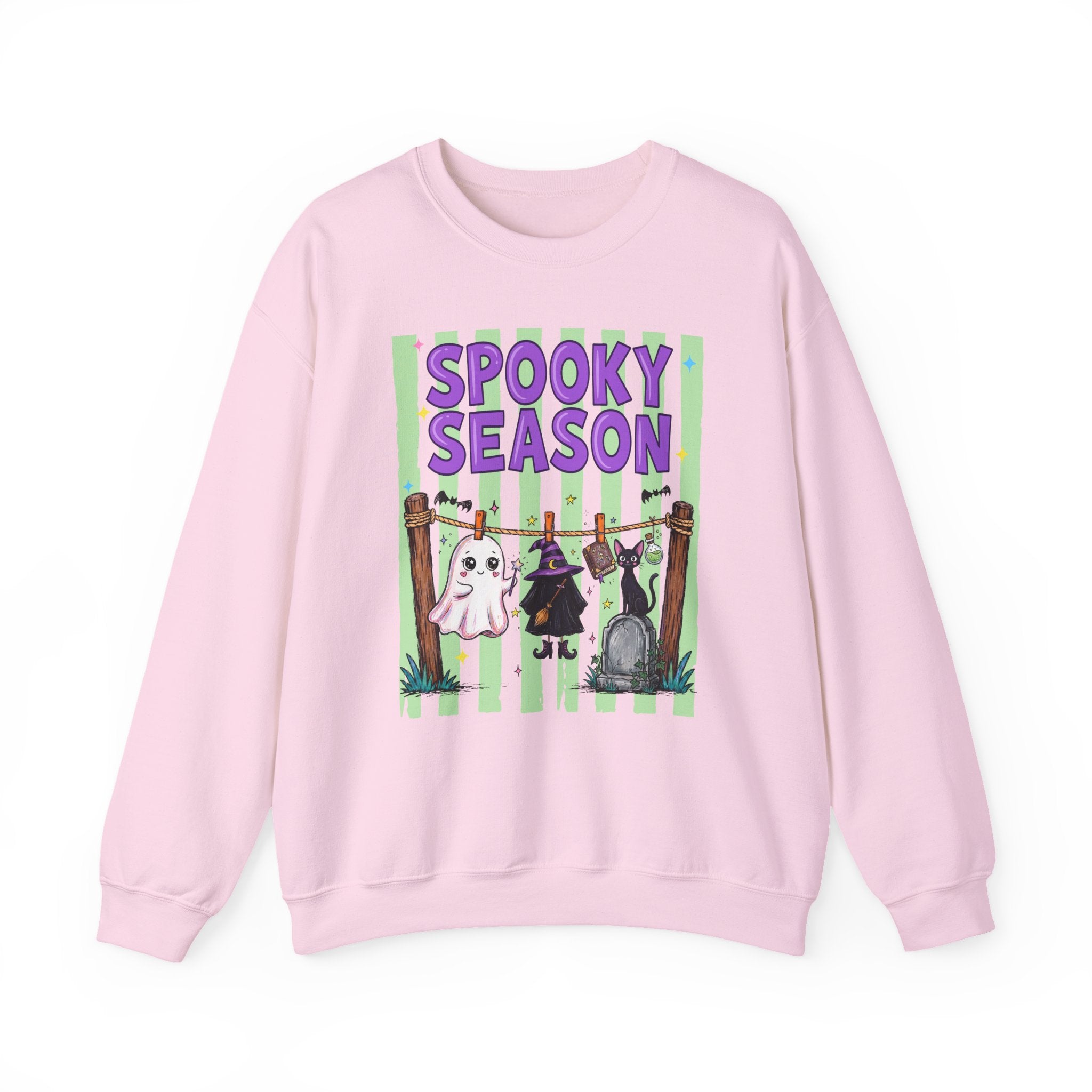 Sweatshirt — "Spooky Season" Ghost, Witch & Cat Halloween Crewneck