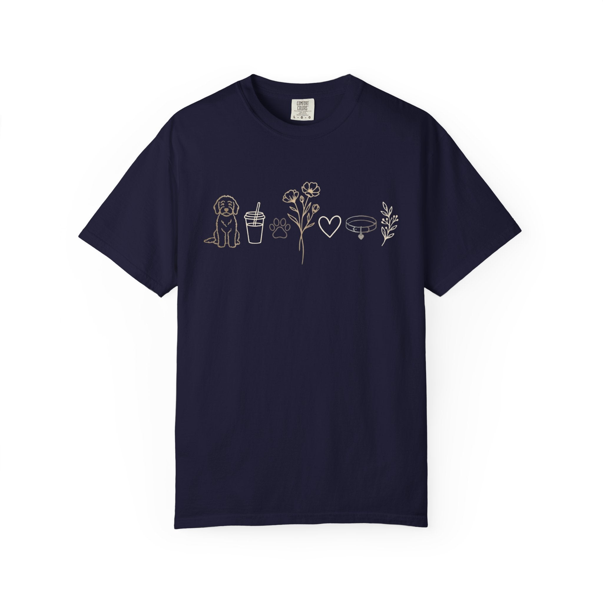 Doodle & Wildflower T-Shirt — Minimal Line Art Dog Tee