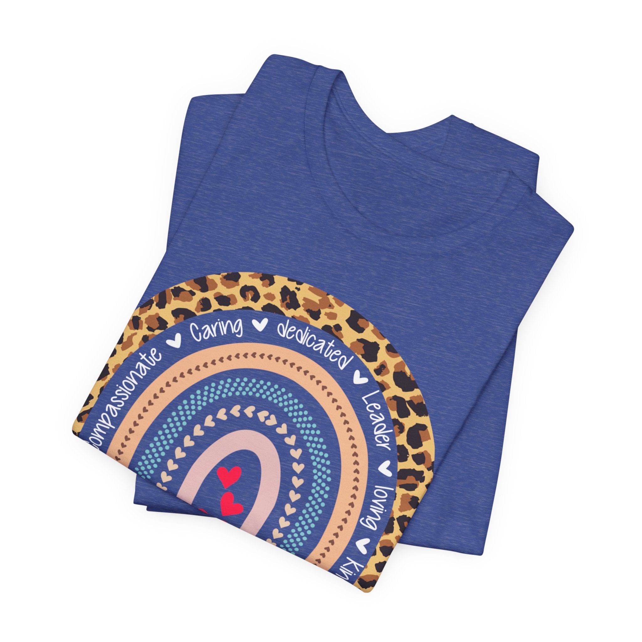 Leopard Rainbow Tee — Cute Pastel Heart Rainbow Graphic T-Shirt