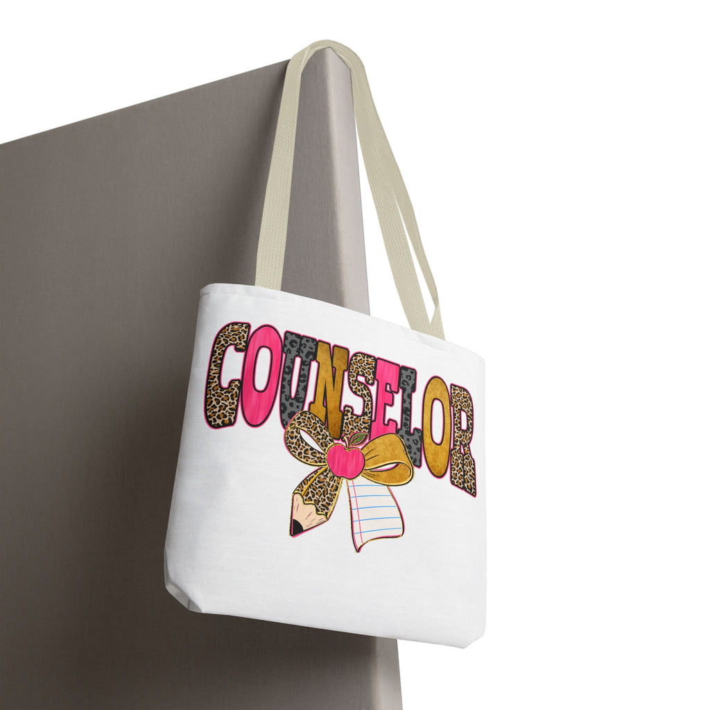 Counselor Tote Bag — Cute Leopard Pencil & Ribbon School Counselor Gift