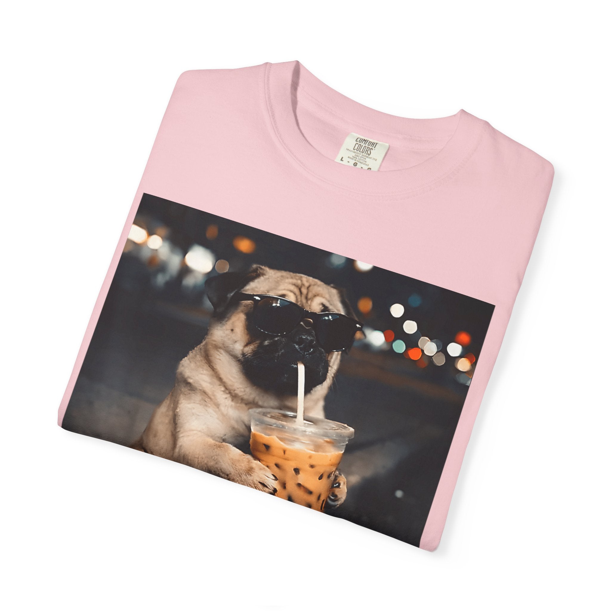 Pug Drinking Boba T‑Shirt — Cute Dog Bubble Tea Graphic Tee