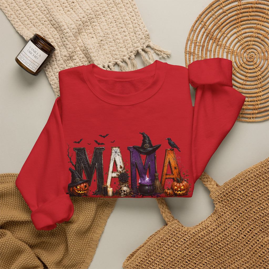 Halloween Mama Sweatshirt — Spooky Witch & Pumpkins Crewneck