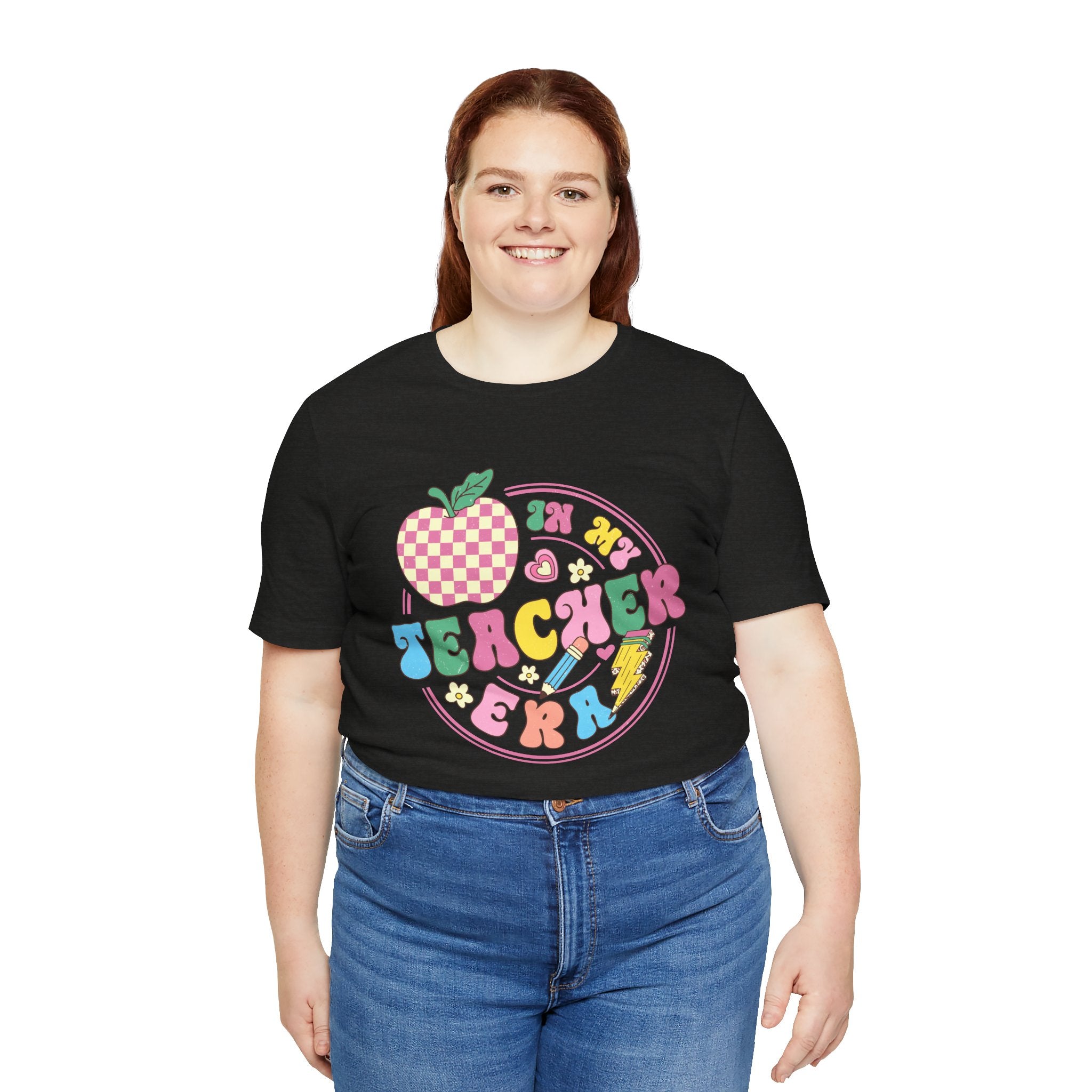 Teacher Vibes Tee — Cute Retro Apple Classroom Graphic T-Shirt