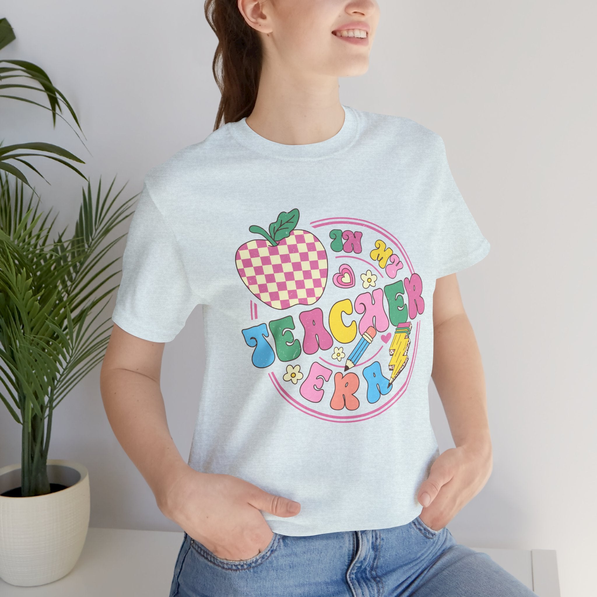 Teacher Vibes Tee — Cute Retro Apple Classroom Graphic T-Shirt