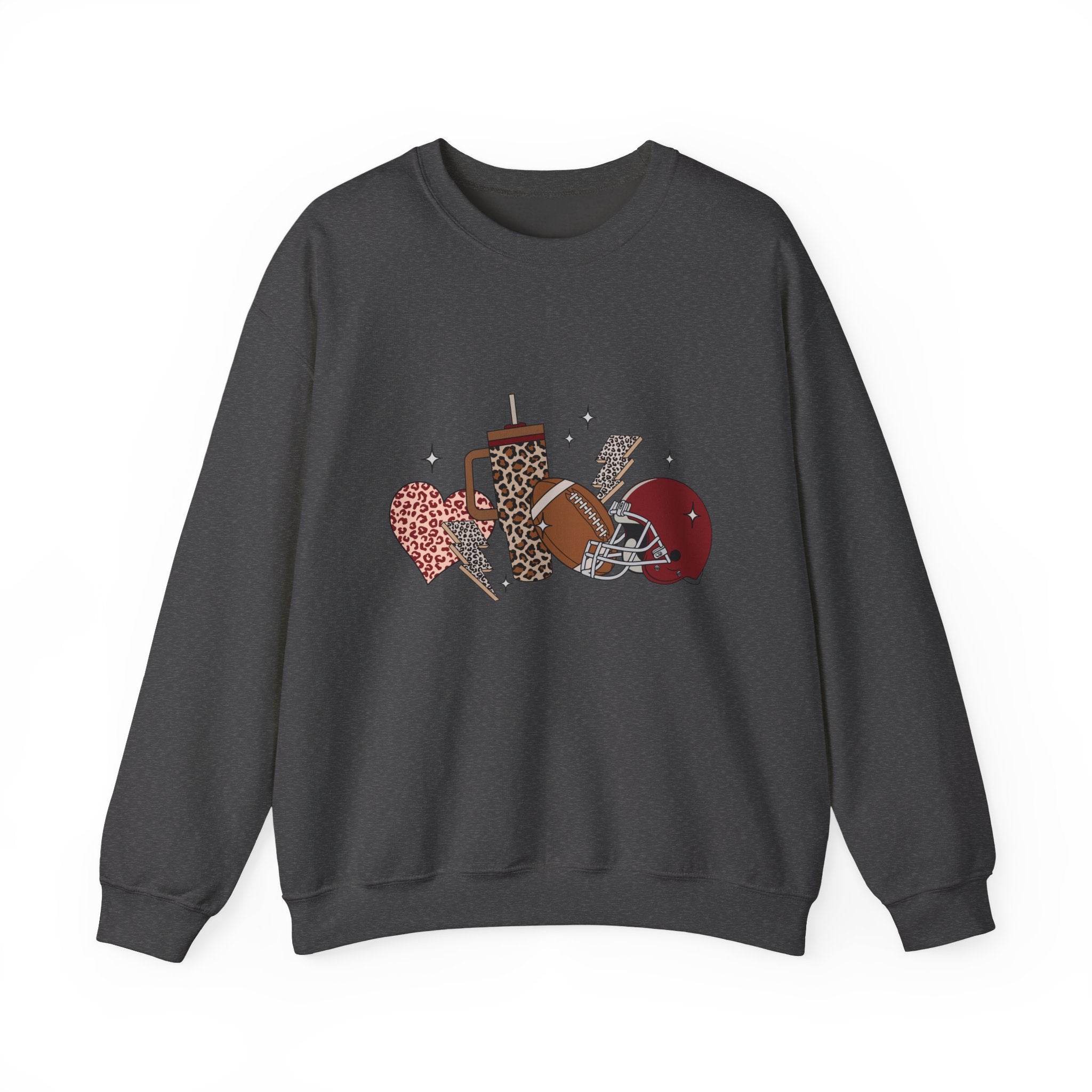 Heart & Lightning Graphic Sweatshirt — Leopard, Plaid & Red Heart Crewneck