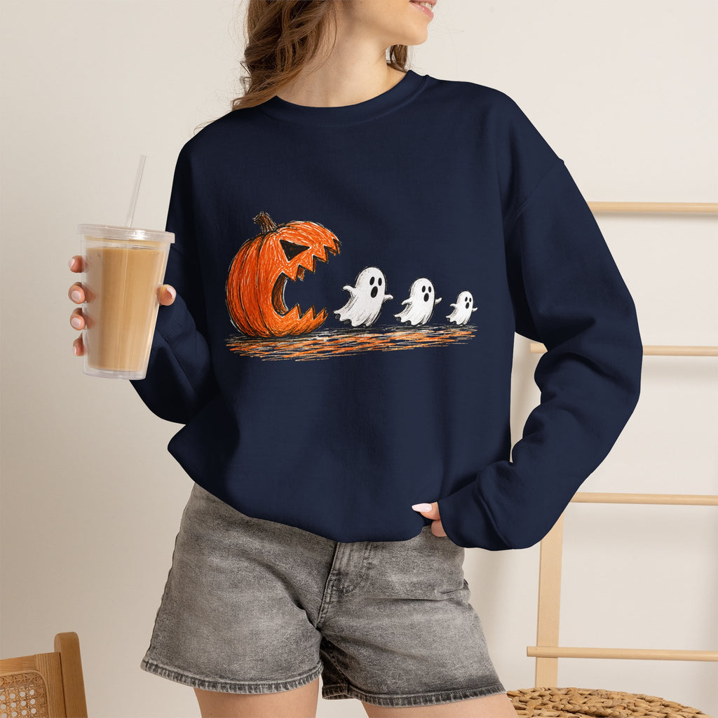 Halloween Pumpkin & Ghosts Crewneck Sweatshirt