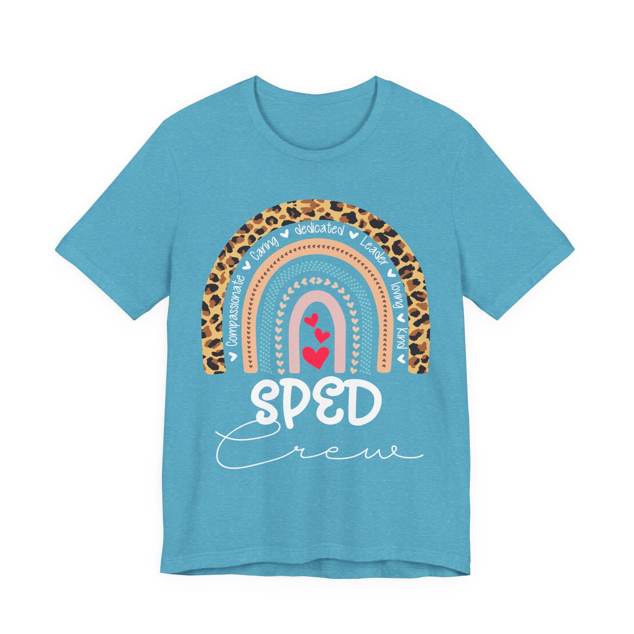 Leopard Rainbow Tee — Cute Pastel Heart Rainbow Graphic T-Shirt
