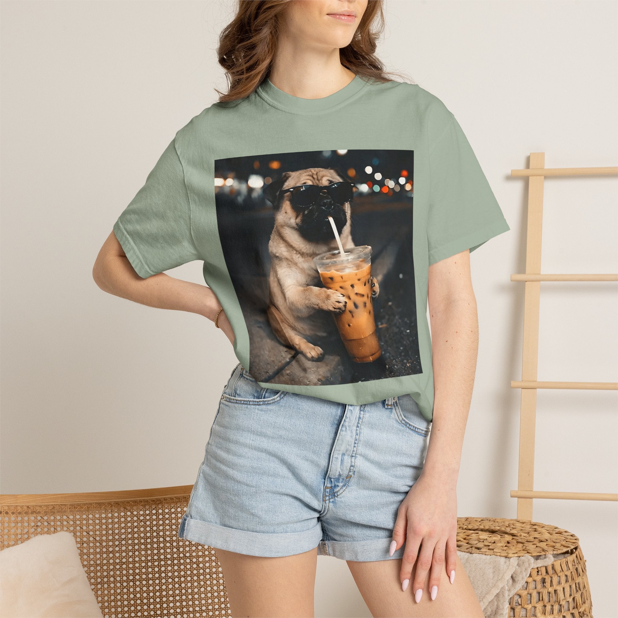 Pug Drinking Boba T‑Shirt — Cute Dog Bubble Tea Graphic Tee