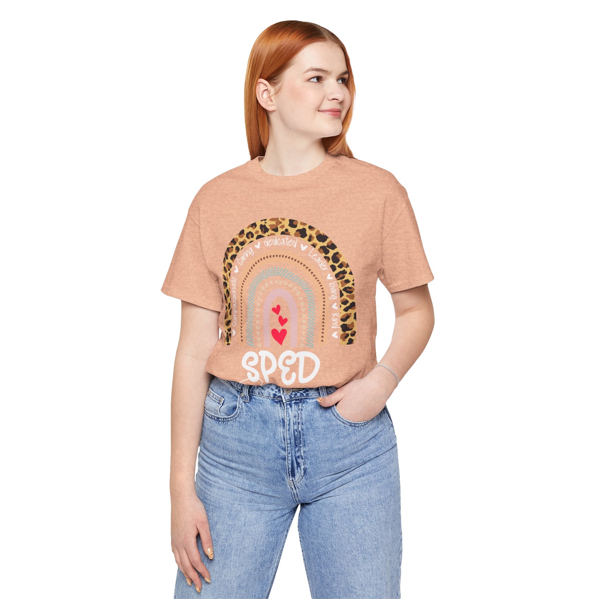 Leopard Rainbow Tee — Cute Pastel Heart Rainbow Graphic T-Shirt