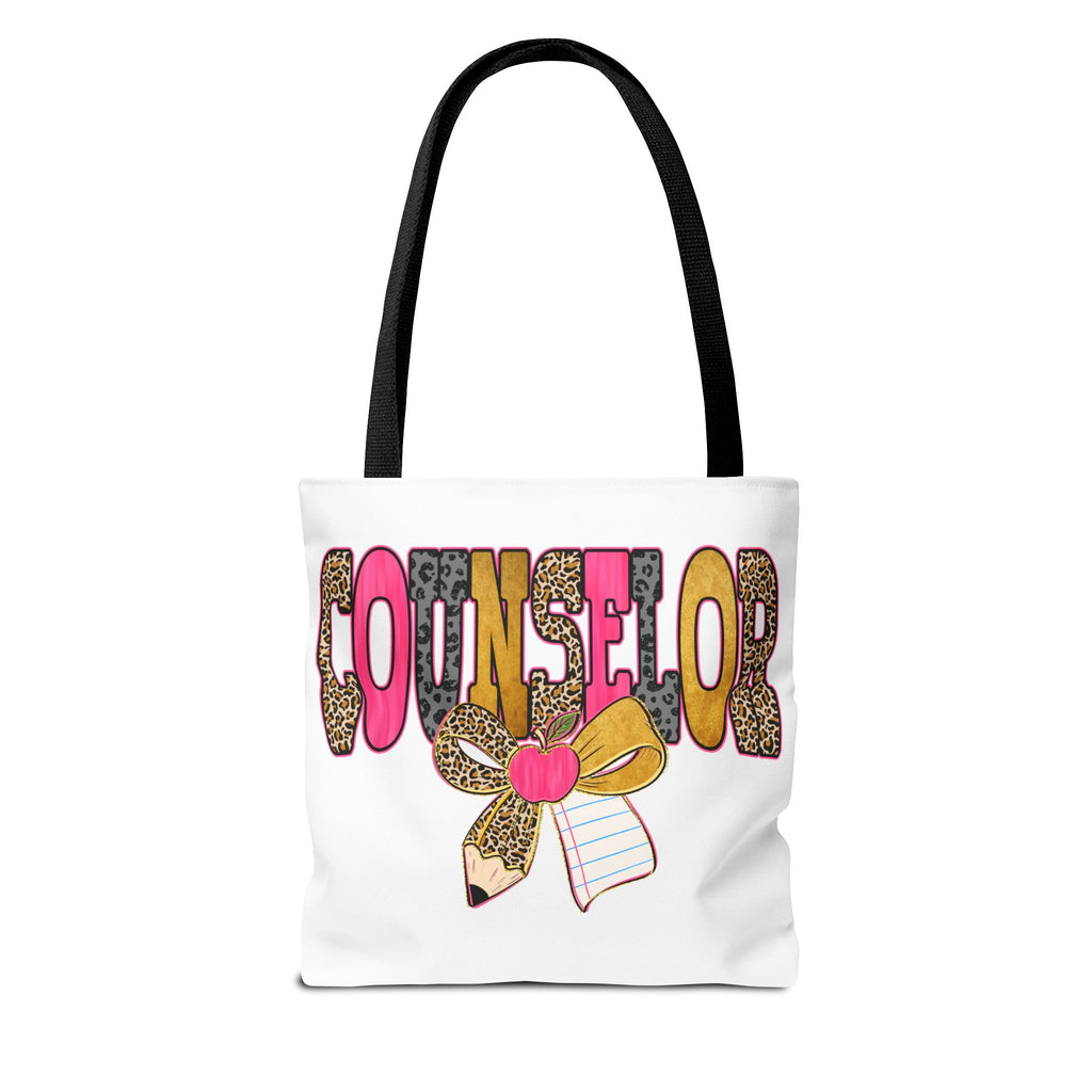 Counselor Tote Bag — Cute Leopard Pencil & Ribbon School Counselor Gift