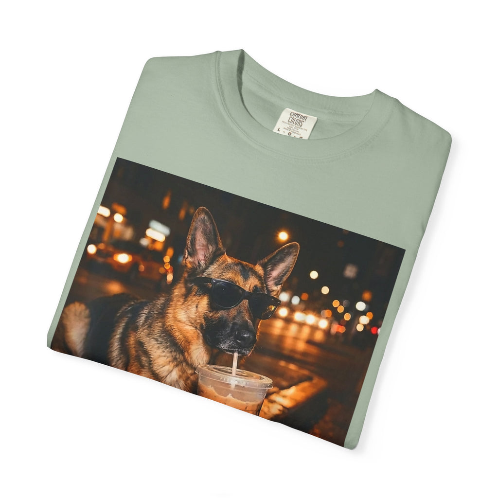 German Shepherd & Iced Coffee Photo T-Shirt — Dog