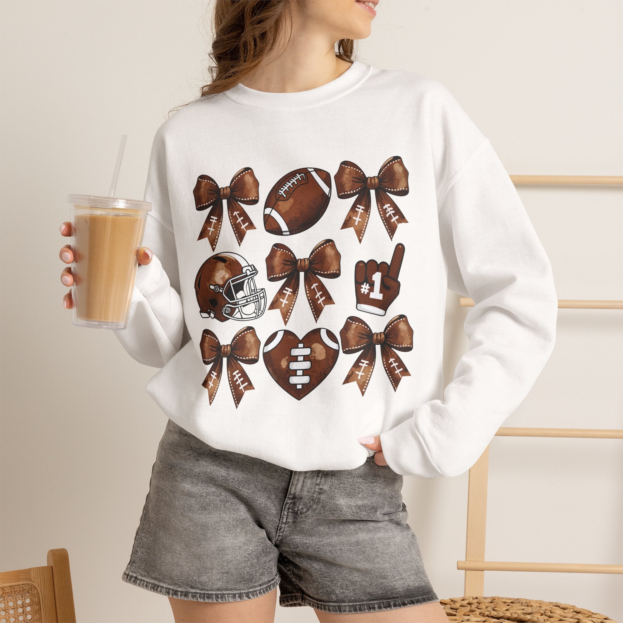 Football Ribbon Icons Crewneck Sweatshirt