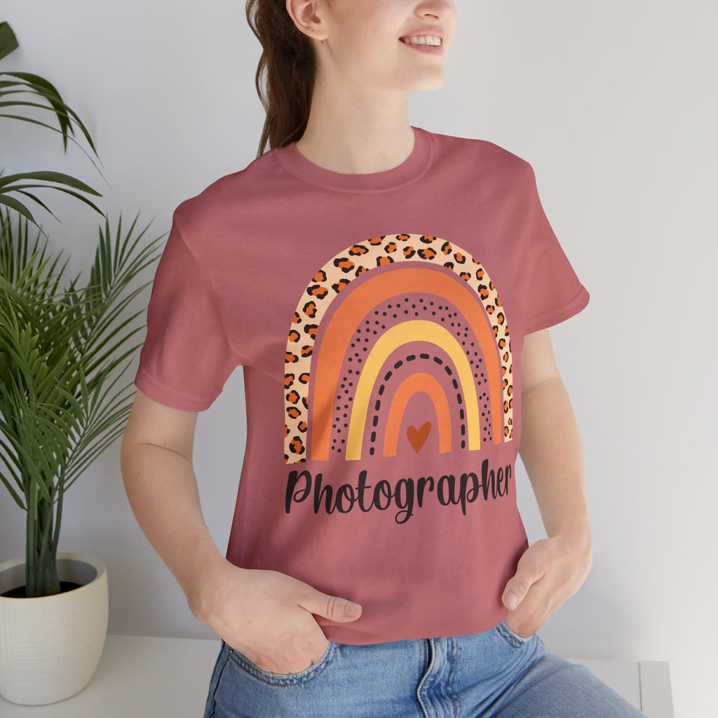 Photographer Rainbow Tee — Leopard Print Rainbow Graphic T-Shirt for Photographers