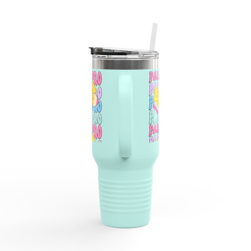 40oz Insulated Travel Mug — Colorful 'PARA' Pattern with Bow Design