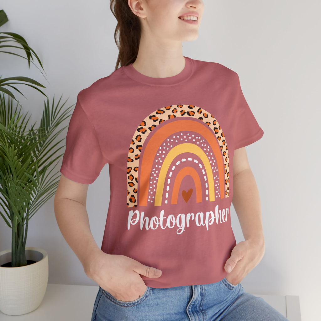 Leopard Rainbow  Photographer Tee — Boho Heart Graphic T-Shirt