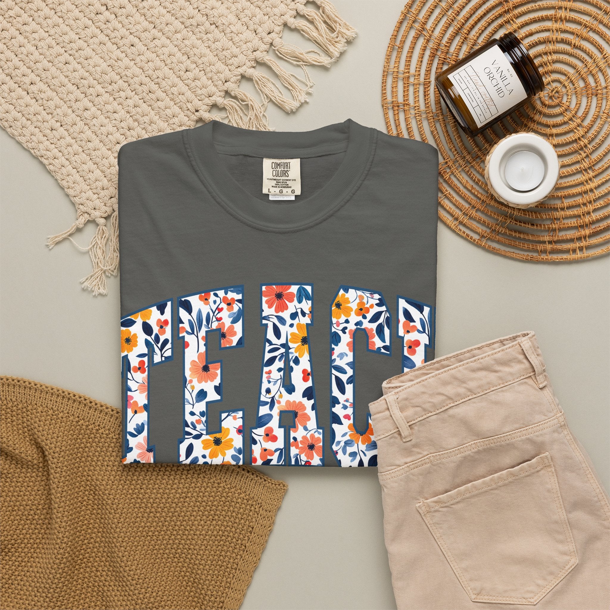 Teach Floral T‑Shirt — Floral Pattern TEACH Teacher Appreciation Gift