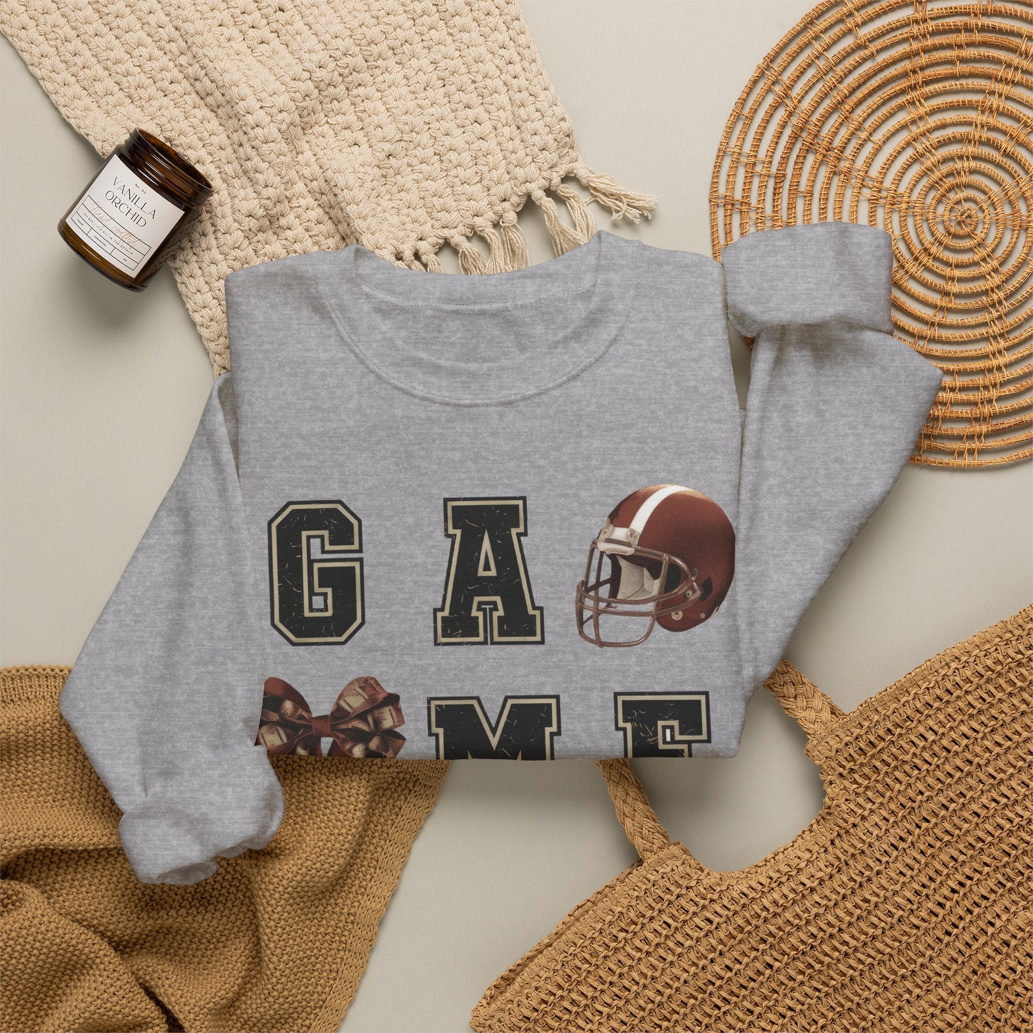 Game Day Sweatshirt — Football Helmet & Ball Crewneck