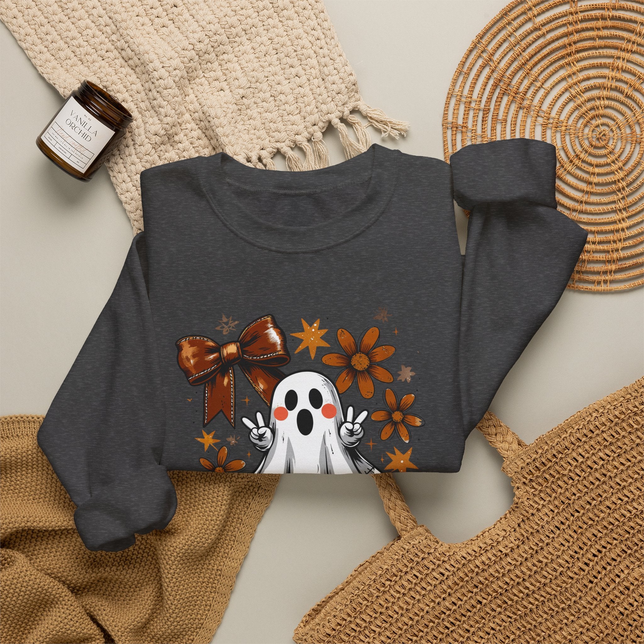 Football Ghost Crewneck Sweatshirt – Cute Spooky Game Day Design