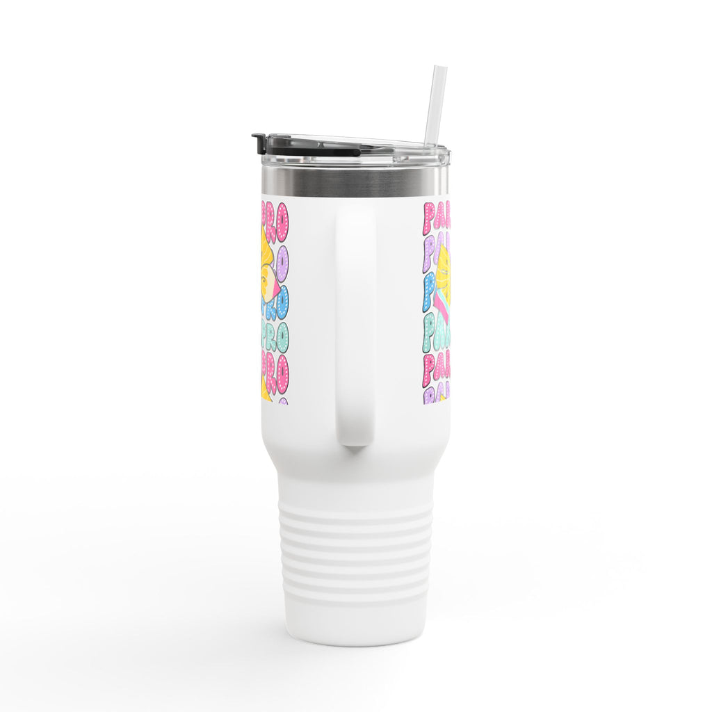 40oz Insulated Travel Mug — Colorful 'PARA' Pattern with Bow Design