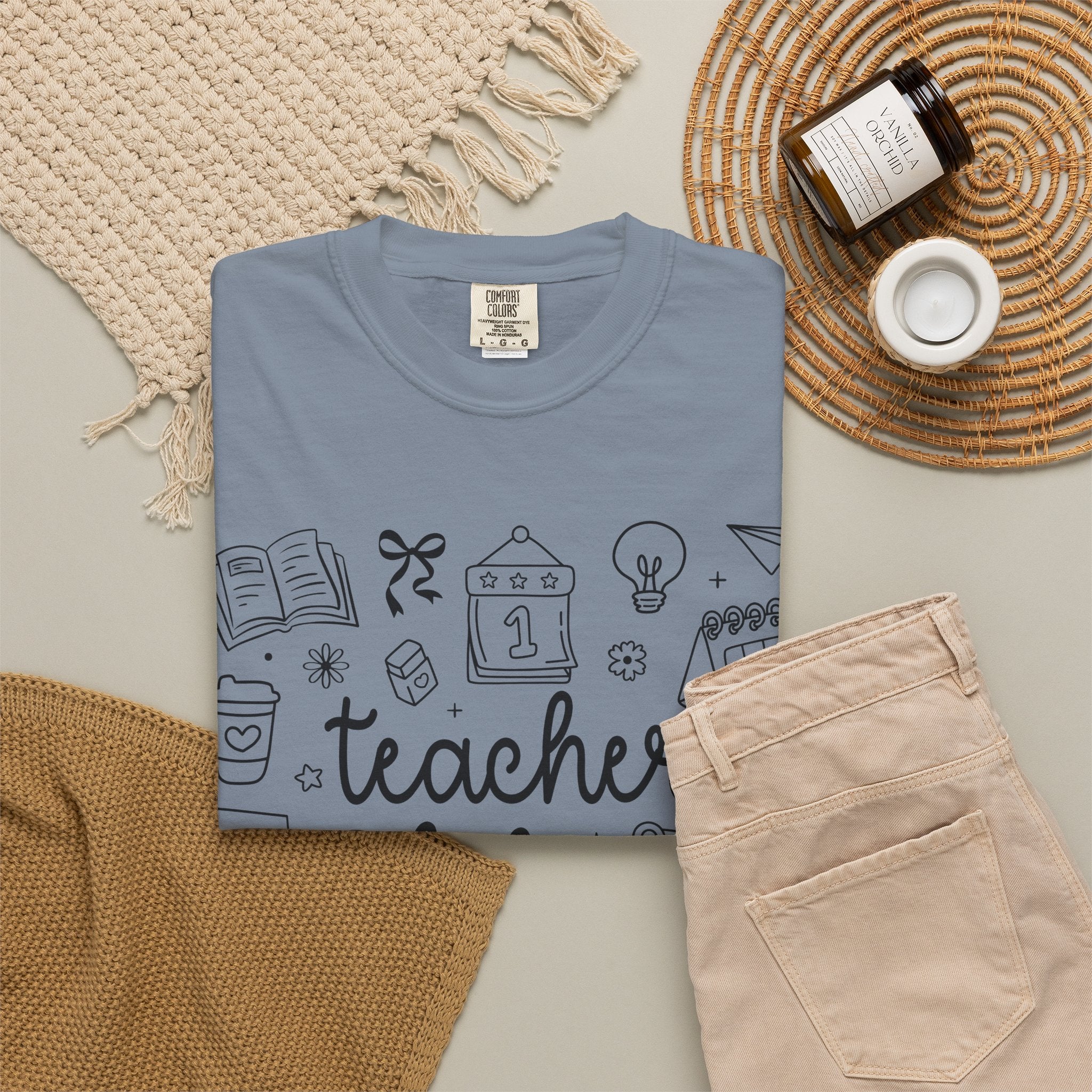 Teacher Life T-Shirt — School Supplies Sketch Graphic Tee