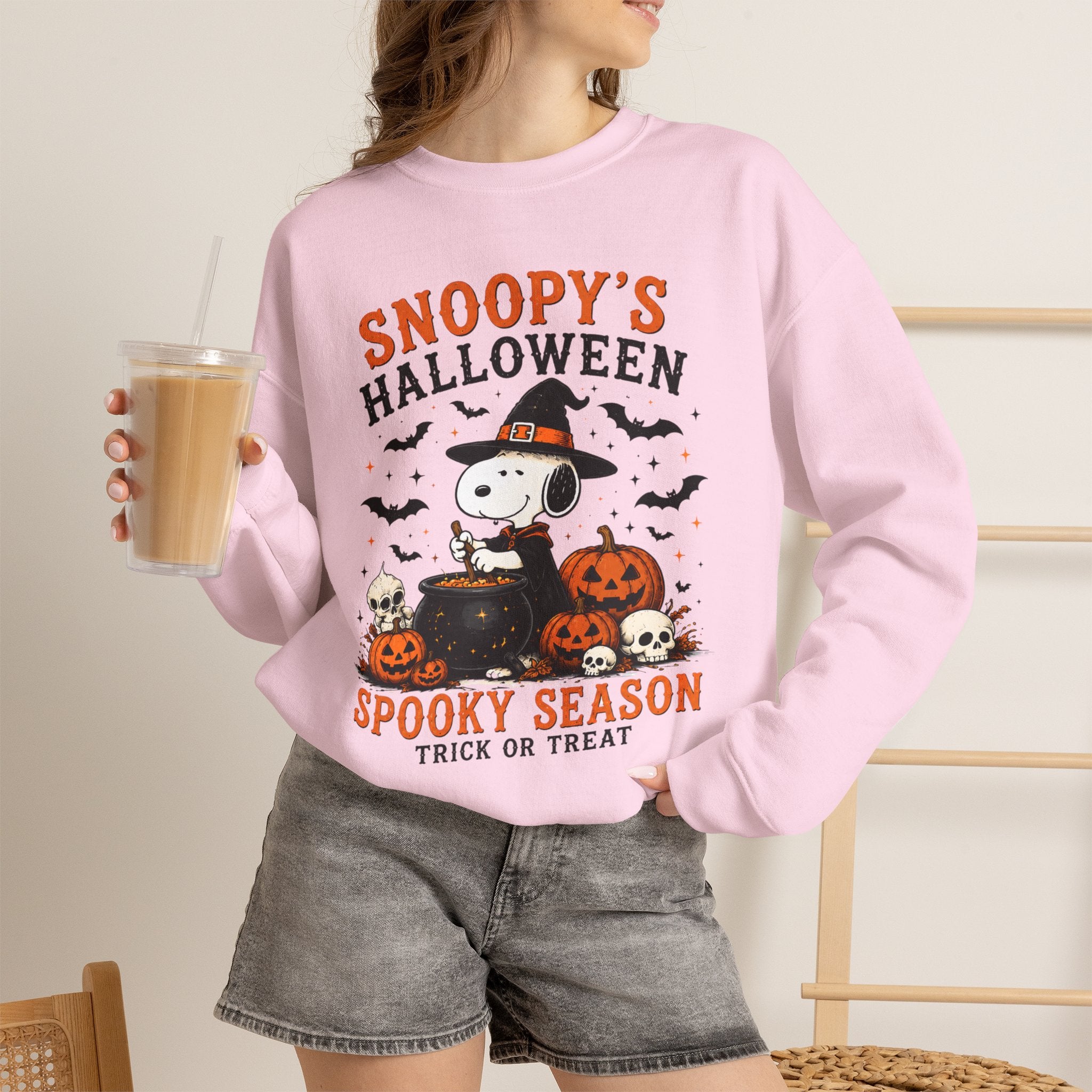 Snoopy Halloween Crewneck Sweatshirt – Spooky Season Trick-or-Treat Design