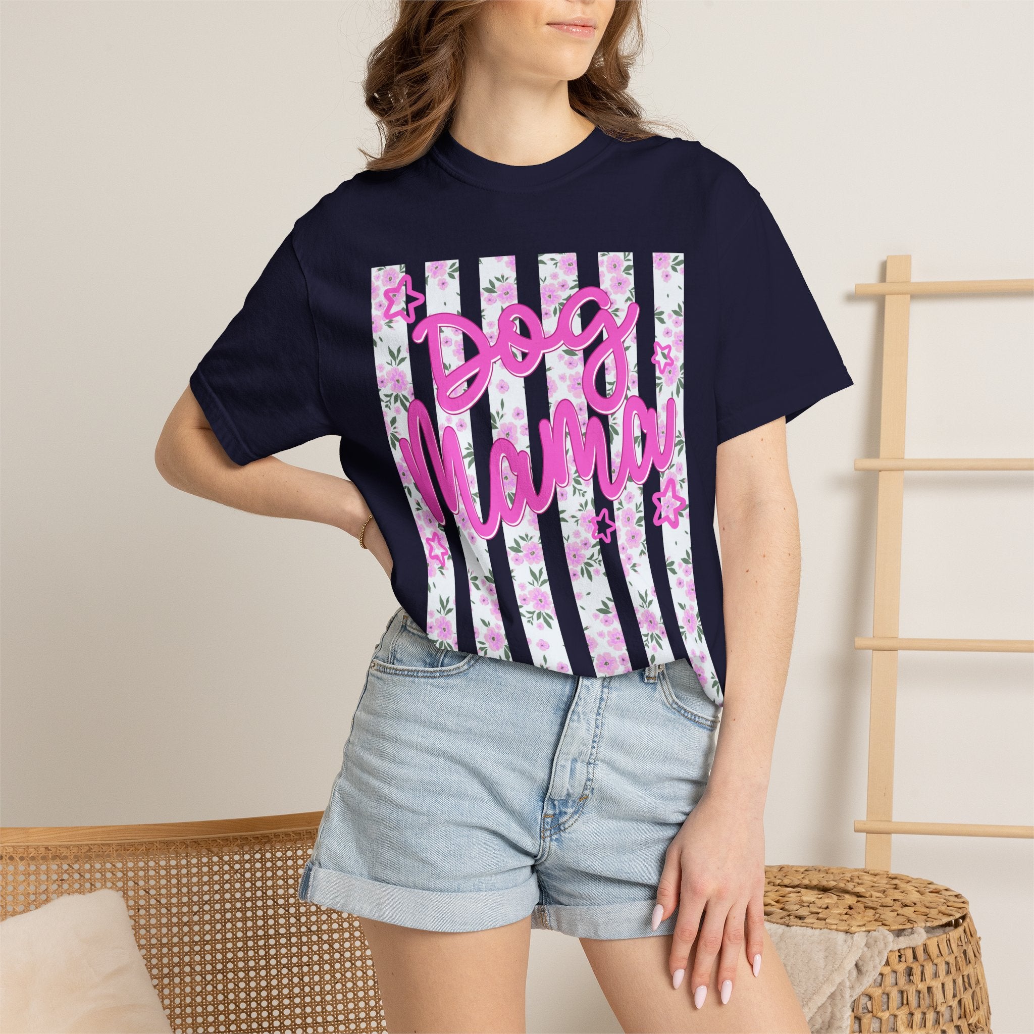 Dog Mama Floral Flag T-Shirt