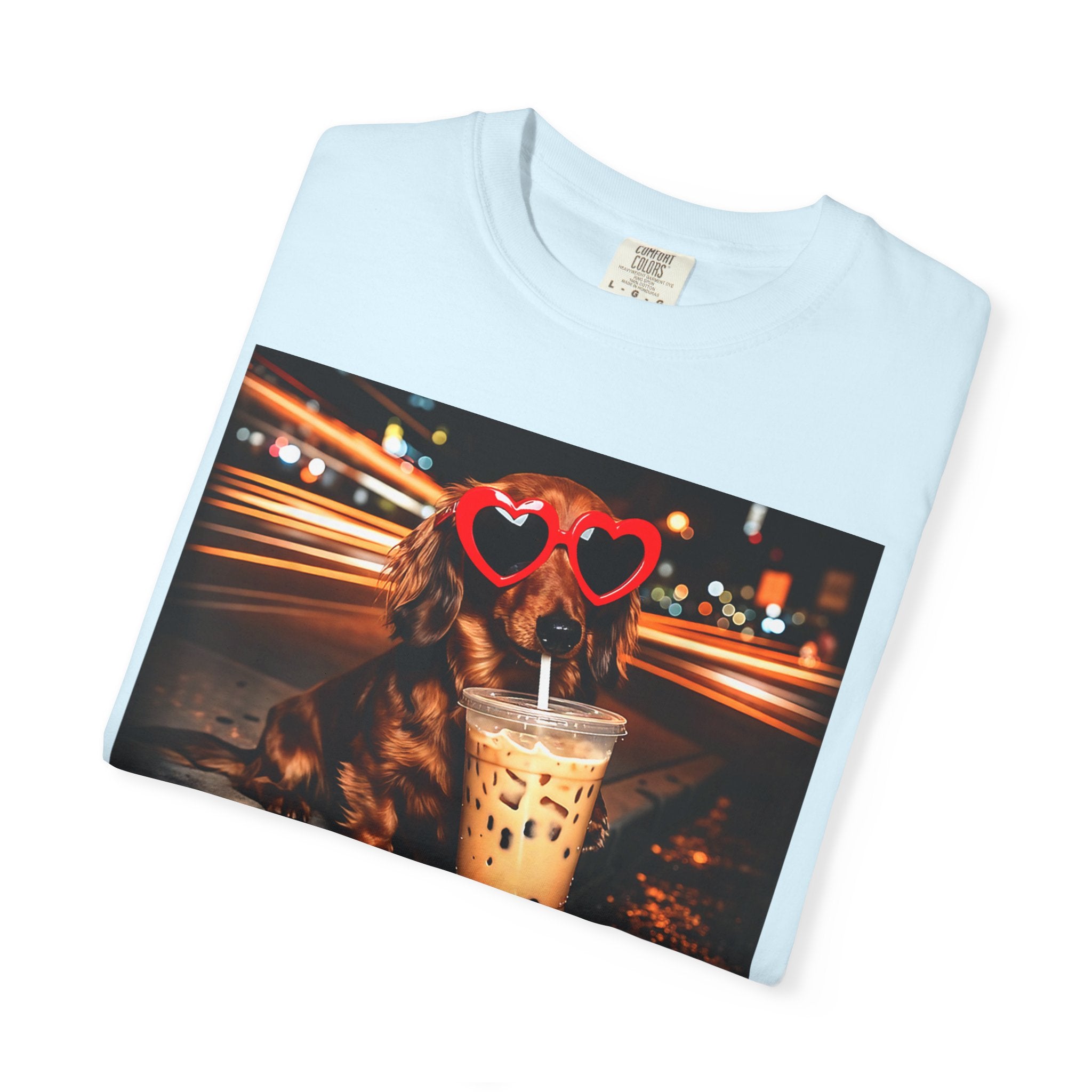 Dachshund with Heart Sunglasses & Bubble Tea T-Shirt